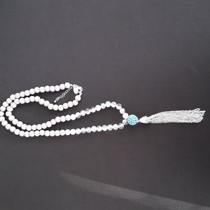 Ann Taylor Loft 19 inch Crystal and Beads with Tassle  Necklace